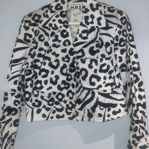 Women's Black and White Animal Print Jacket